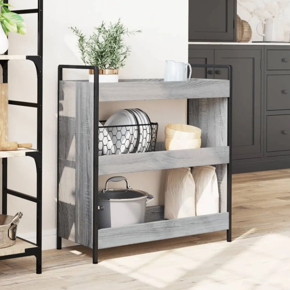 Chariots & Îlots-vidaXL Chariot de cuisine 70x30x82 cm bois d'ingénierie Sonoma gris