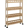 Chariots & Îlots-vidaXL Chariot de Cuisine avec Roues Naturel 60 x 18 x 97 cm Bambou