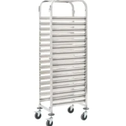 vidaXL Chariot de cuisine pour 16 plateaux 38x55x163 cm Inox
