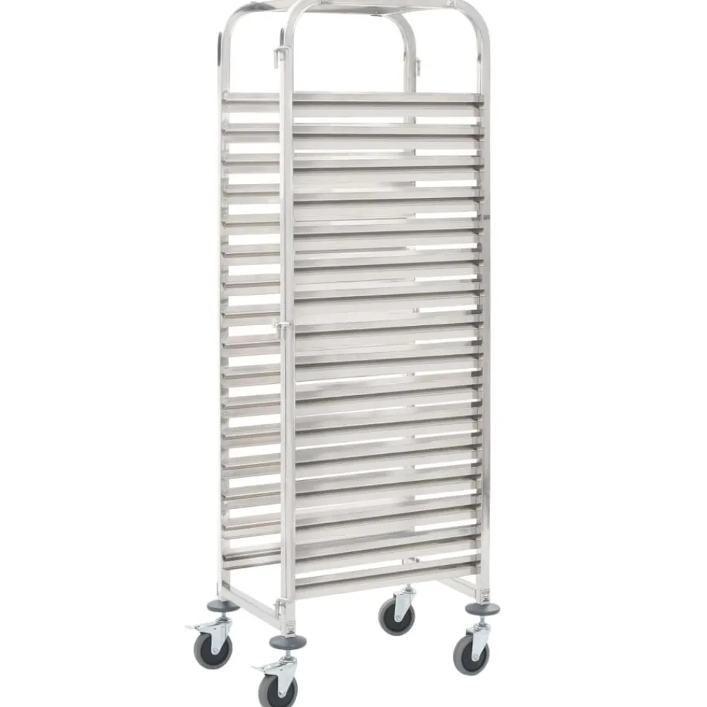 vidaXL Chariot de cuisine pour 16 plateaux 38x55x163 cm Inox