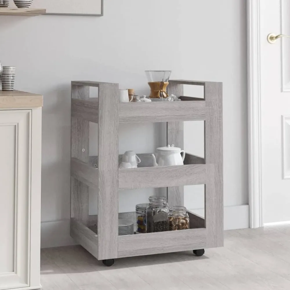 Chariots & Îlots-vidaXL Chariot de cuisine 60x45x80 cm Bois d'ingénierie Sonoma gris