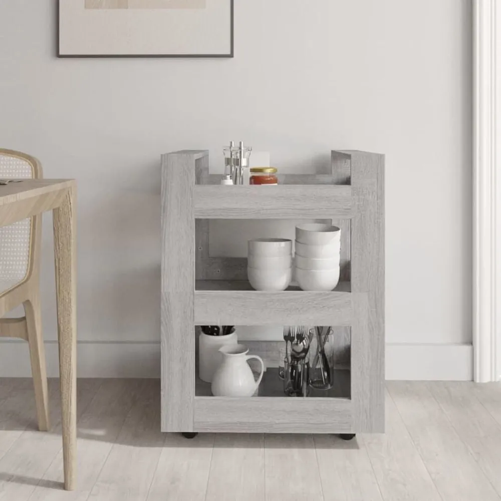 Chariots & Îlots-vidaXL Chariot de cuisine 60x45x80 cm Bois d'ingénierie Sonoma gris