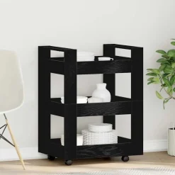 Chariots & Îlots-vidaXL Chariot de cuisine Chêne noir 60 x 45 x 80 cm Bois d'ingénierie Ch&ecirc;ne noir