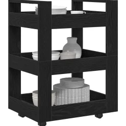 Chariots & Îlots-vidaXL Chariot de cuisine Chêne noir 60 x 45 x 80 cm Bois d'ingénierie Ch&ecirc;ne noir