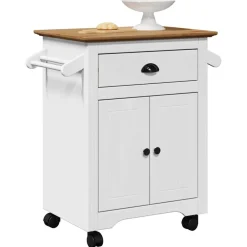 Chariots & Îlots-vidaXL Chariot de cuisine BODO 72x45x80 cm Blanc et marron