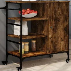 vidaXL Chariot de cuisine chêne fumé 87,5x38,5x84,5 cm bois ingénierie