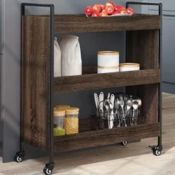 Chariots & Îlots-vidaXL Chariot de cuisine chêne marron 70x30x82 cm bois d'ingénierie Ch&ecirc;ne marron