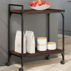 vidaXL Chariot de cuisine chêne marron 60,5x31x72,5 cm bois ingénierie