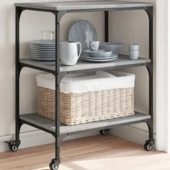 Chariots & Îlots-vidaXL Chariot de cuisine 60x41x76 cm bois d'ingénierie Sonoma gris