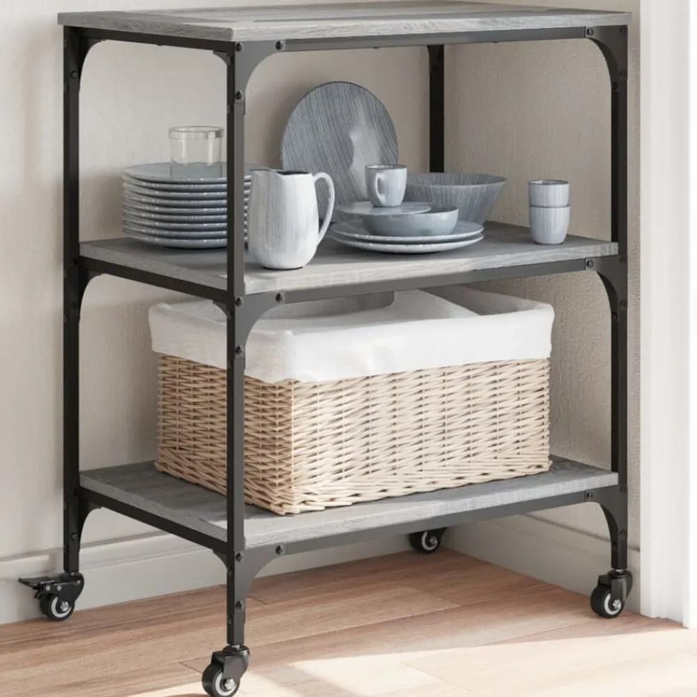Chariots & Îlots-vidaXL Chariot de cuisine 60x41x76 cm bois d'ingénierie Sonoma gris
