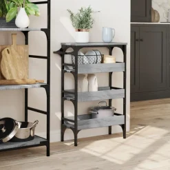 Chariots & Îlots-vidaXL Chariot de cuisine 53x20x76 cm bois d'ingénierie Sonoma gris