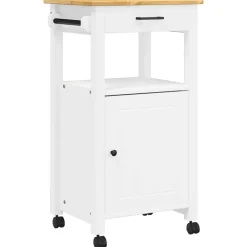 Chariots & Îlots-vidaXL Chariot de cuisine MONZA 48x40x88,5 cm bois massif de pin Blanc