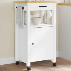 Chariots & Îlots-vidaXL Chariot de cuisine MONZA 48x40x88,5 cm bois massif de pin Blanc