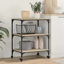 vidaXL Chariot de cuisine Chêne Sonoma 60 x 41 x 76 cm