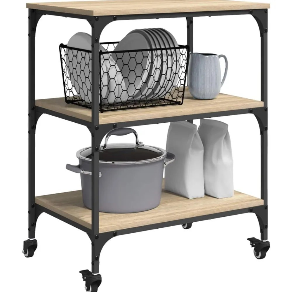 vidaXL Chariot de cuisine Chêne Sonoma 60 x 41 x 76 cm