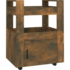 Chariots & Îlots-vidaXL Chariot de cuisine Chêne fumé 60x45x80 cm Bois d'ingénierie Chêne fumé