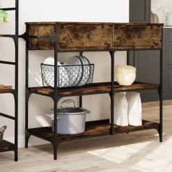 vidaXL Chariot de cuisine chêne fumé 105x42x95 cm bois d'ingénierie
