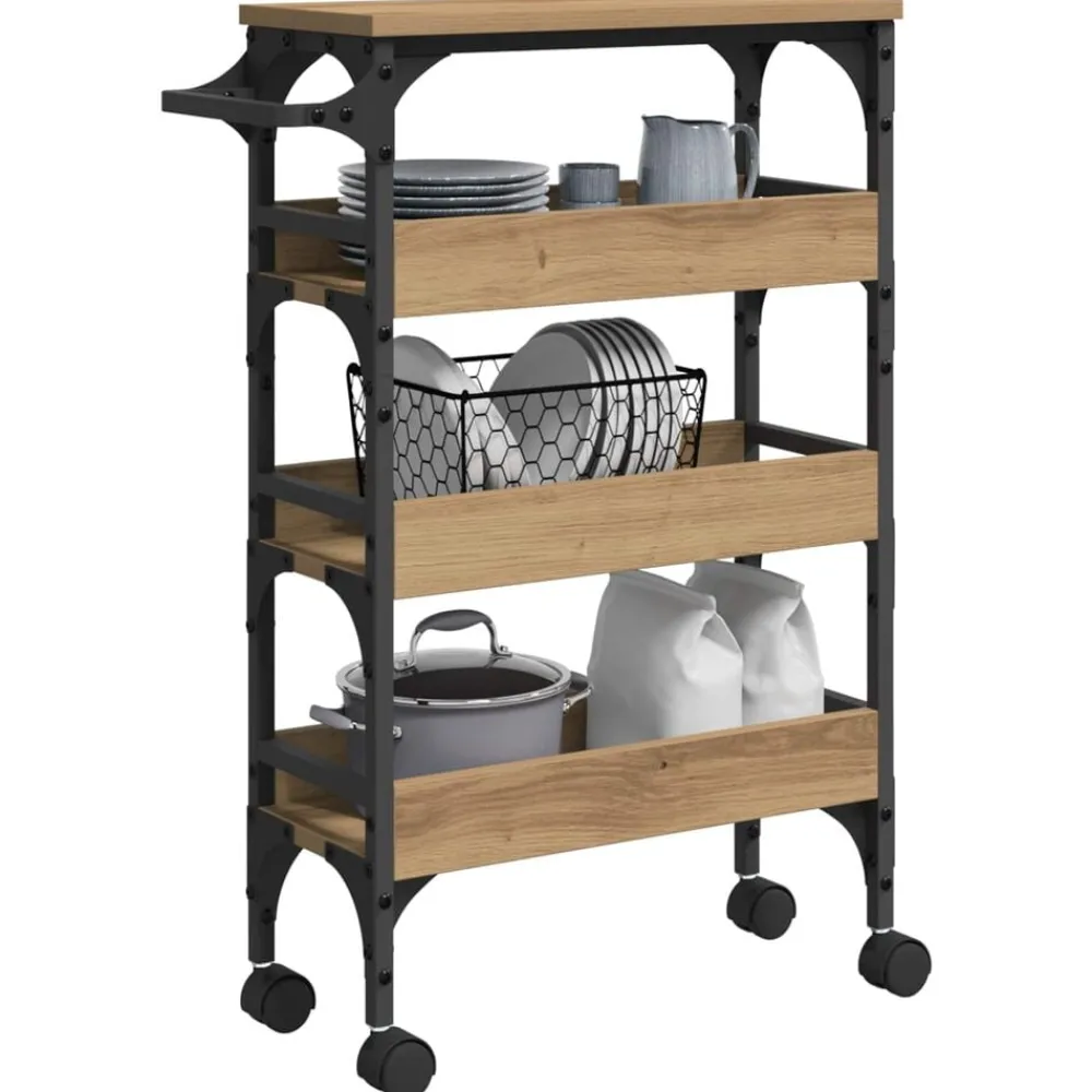 Chariots & Îlots-vidaXL Chariot de cuisine Chêne artisanal 53 x 20 x 76 cm chêne artisanal