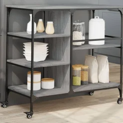 Chariots & Îlots-vidaXL Chariot de cuisine 100x45x89,5 cm bois d'ingénierie Sonoma gris