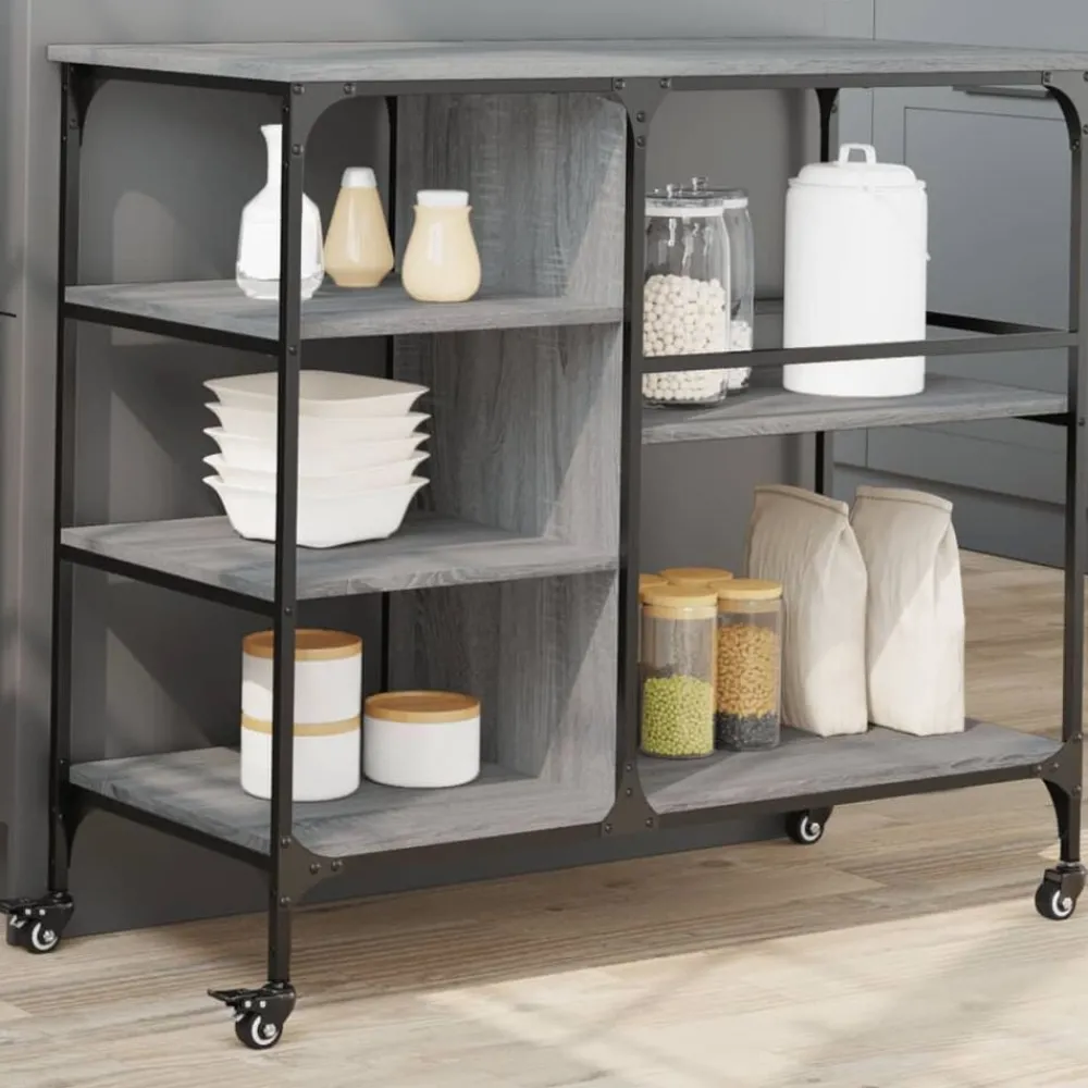 Chariots & Îlots-vidaXL Chariot de cuisine 100x45x89,5 cm bois d'ingénierie Sonoma gris