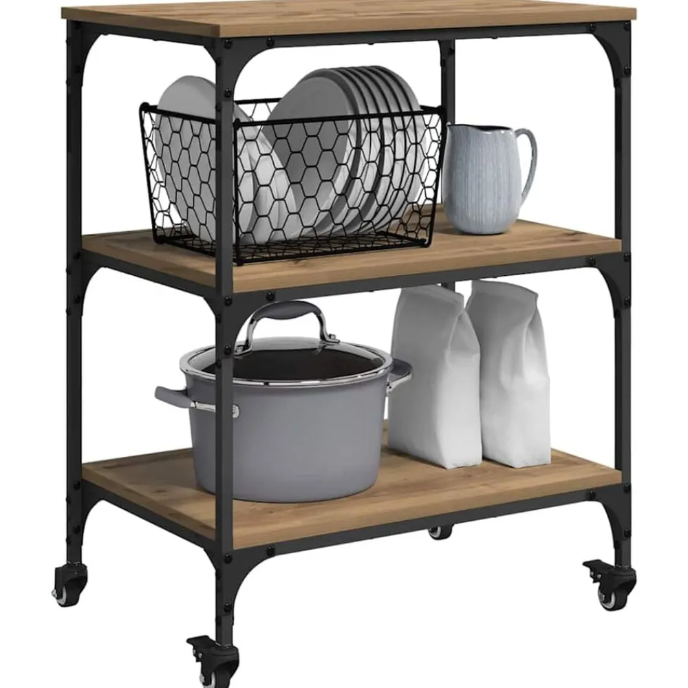 vidaXL Chariot de cuisine Chêne artisanal 60 x 41 x 76 cm