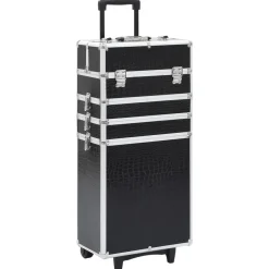 vidaXL Chariot de maquillage Aluminium Noir avec motif de crocodile