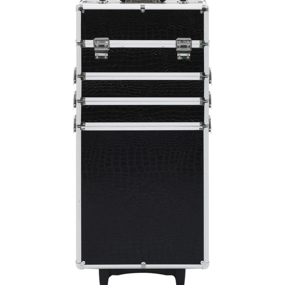 vidaXL Chariot de maquillage Aluminium Noir avec motif de crocodile