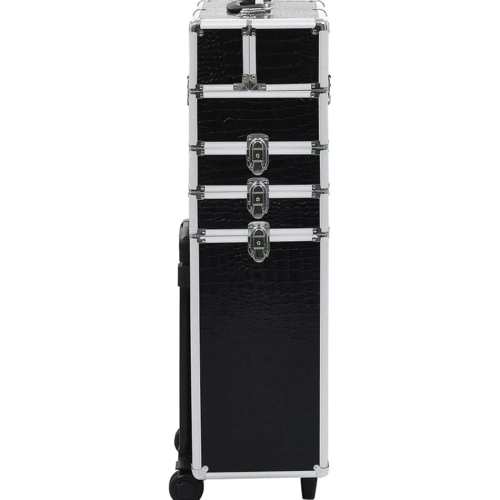 vidaXL Chariot de maquillage Aluminium Noir avec motif de crocodile