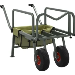 vidaXL Chariot de pêche vert avec 2 roues acier enduit de poudre