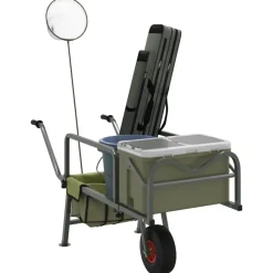 vidaXL Chariot de pêche vert avec roue acier enduit de poudre
