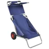 Chariots & Îlots-vidaXL Chariot de plage avec roues portable et pliable Bleu