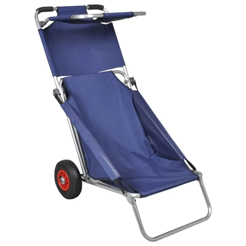 Chariots & Îlots-vidaXL Chariot de plage avec roues portable et pliable Bleu