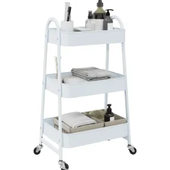 vidaXL Chariot de rangement à 3 niveaux 42x41,5x77 cm acier