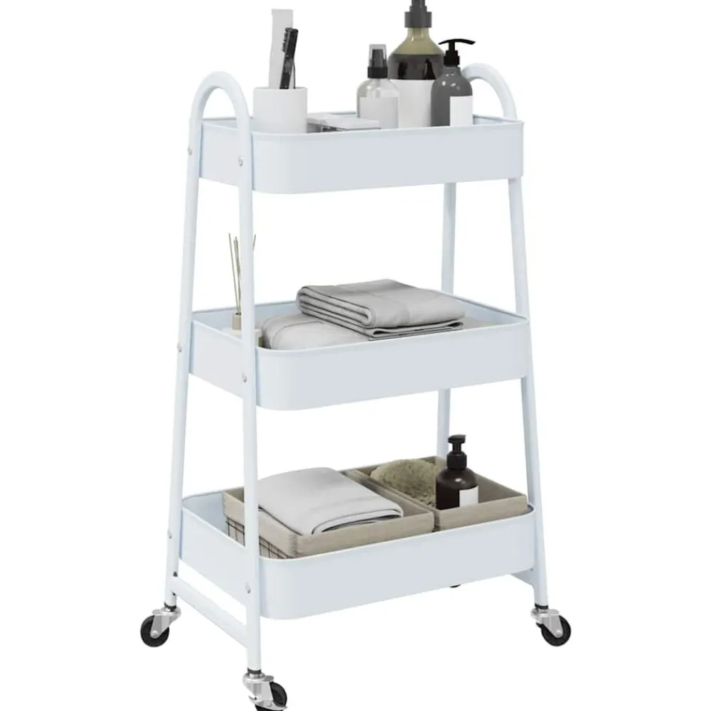 vidaXL Chariot de rangement à 3 niveaux 42x41,5x77 cm acier