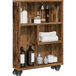Étagères-vidaXL Chariot de rangement étroit bois d'ingénierie Vieux bois