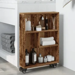Étagères-vidaXL Chariot de rangement étroit bois d'ingénierie Vieux bois
