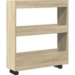 vidaXL Chariot de rangement étroit 3 niveaux chêne sonoma
