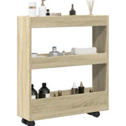 vidaXL Chariot de rangement étroit 3 niveaux chêne sonoma