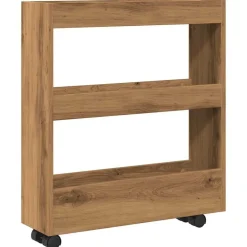 Chariots & Îlots-vidaXL Chariot de rangement étroit 3 niveaux chêne artisanal artisian oak