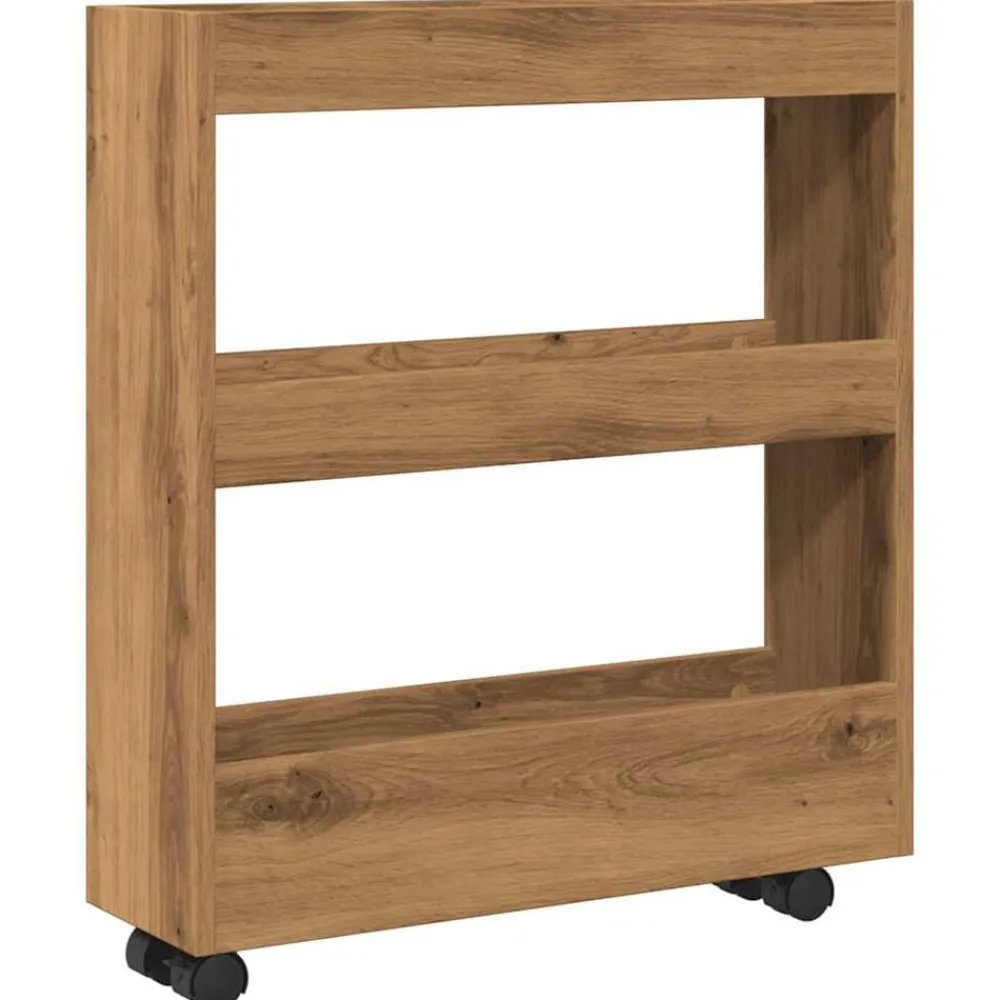 Chariots & Îlots-vidaXL Chariot de rangement étroit 3 niveaux chêne artisanal artisian oak