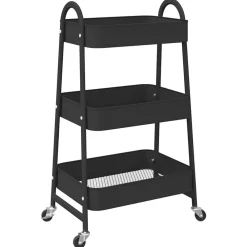 Outils-vidaXL Chariot de rangement à 3 niveaux 42x41,5x77 cm acier Noir