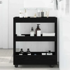 vidaXL Chariot de Rangement Étroit Chêne noir 60 x 18 x 70 cm