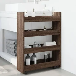 vidaXL Chariot de rangement étroit 4 niveaux chêne marron