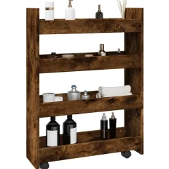vidaXL Chariot de rangement étroit 4 niveaux chêne fumé