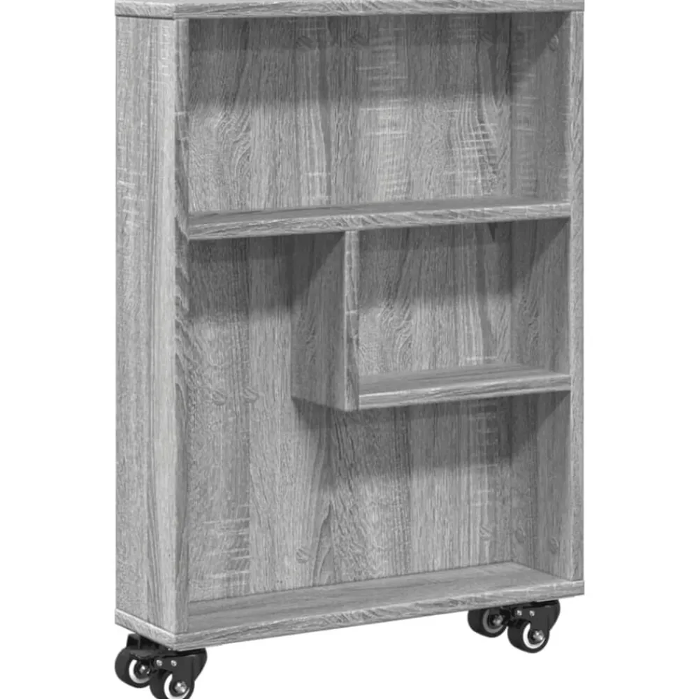 Étagères-vidaXL Chariot de rangement étroit bois d'ingénierie Sonoma gris