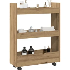 Chariots & Îlots-vidaXL Chariot de rangement étroit 3 niveaux chêne artisanal artisian oak