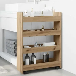 Chariots & Îlots-vidaXL Chariot de rangement étroit 4 niveaux chêne artisanal artisian oak
