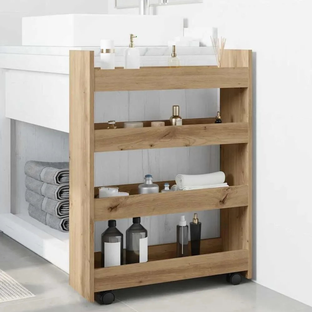 Chariots & Îlots-vidaXL Chariot de rangement étroit 4 niveaux chêne artisanal artisian oak