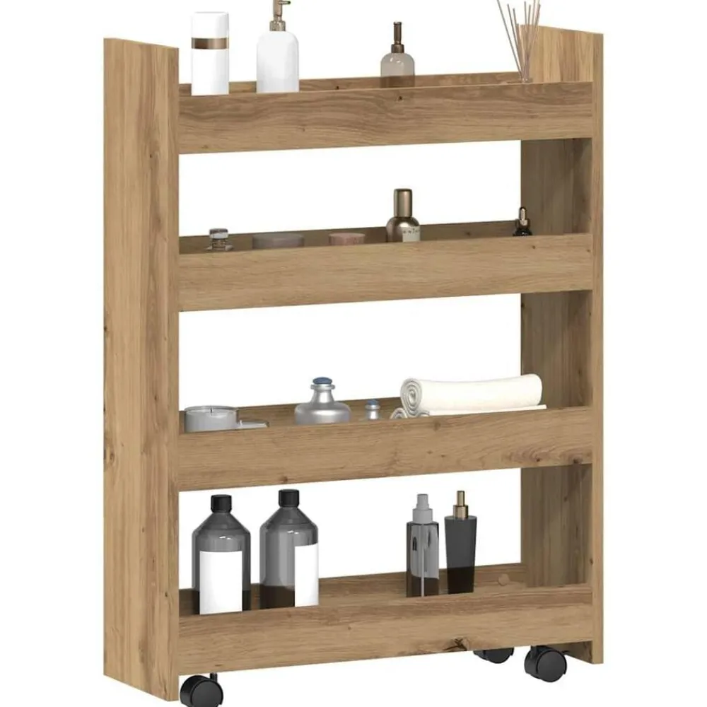 Chariots & Îlots-vidaXL Chariot de rangement étroit 4 niveaux chêne artisanal artisian oak