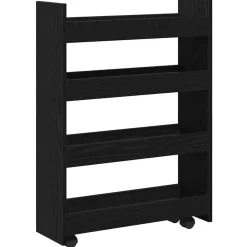 vidaXL Chariot de Rangement Étroit Chêne noir 60 x 20 x 82 cm
